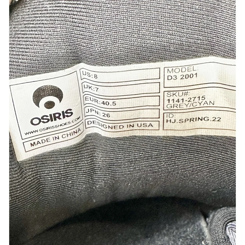 Osiris D3 2001 Men's Size‎ 8 Skateboard Shoes Gray Blue Sneakers